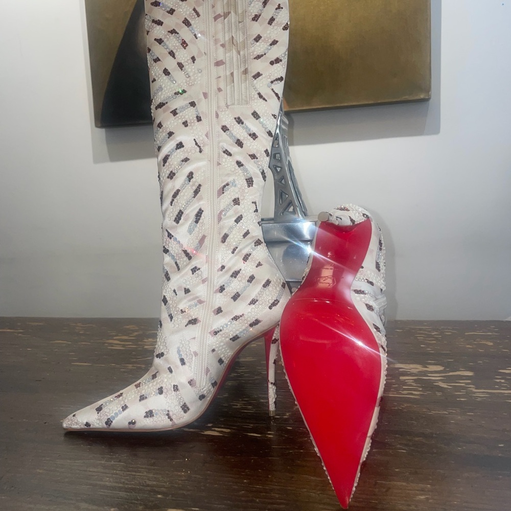 Christian Louboutin Authentic Swarovski Strass Crystal Encrusted Boots – Size 37